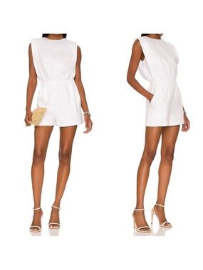 NWT Amanda Uprichard Beige Linen Sleeveless Structured Blazer // size Small